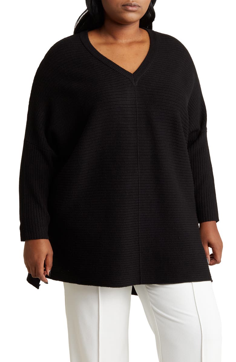 Adrianna Papell Ottoman Ribbed Tunic Sweater, Main, color, 