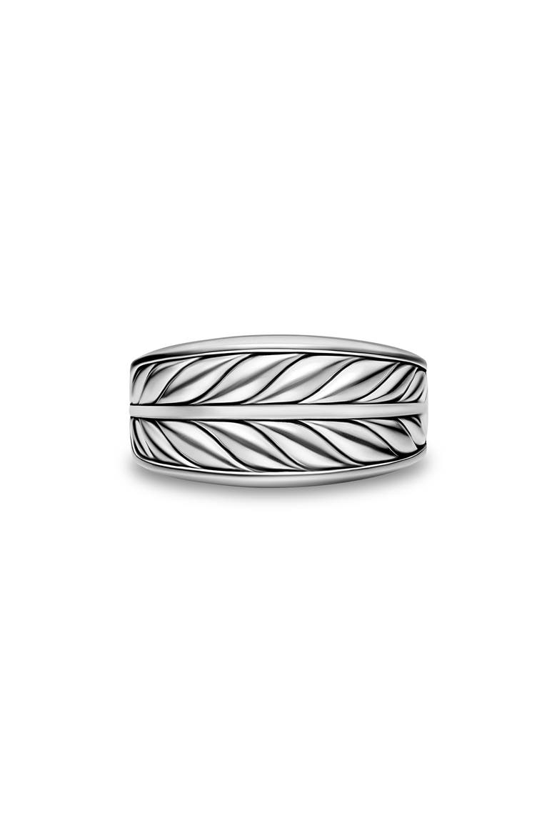 Chevron Three Sided Signet Ring, Sterling Silver, 12.5mm, Alternate, color, SILVER
