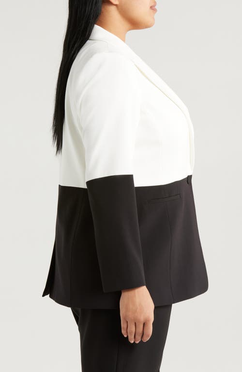 Tahari Asl Colorblock Blazer In White Black