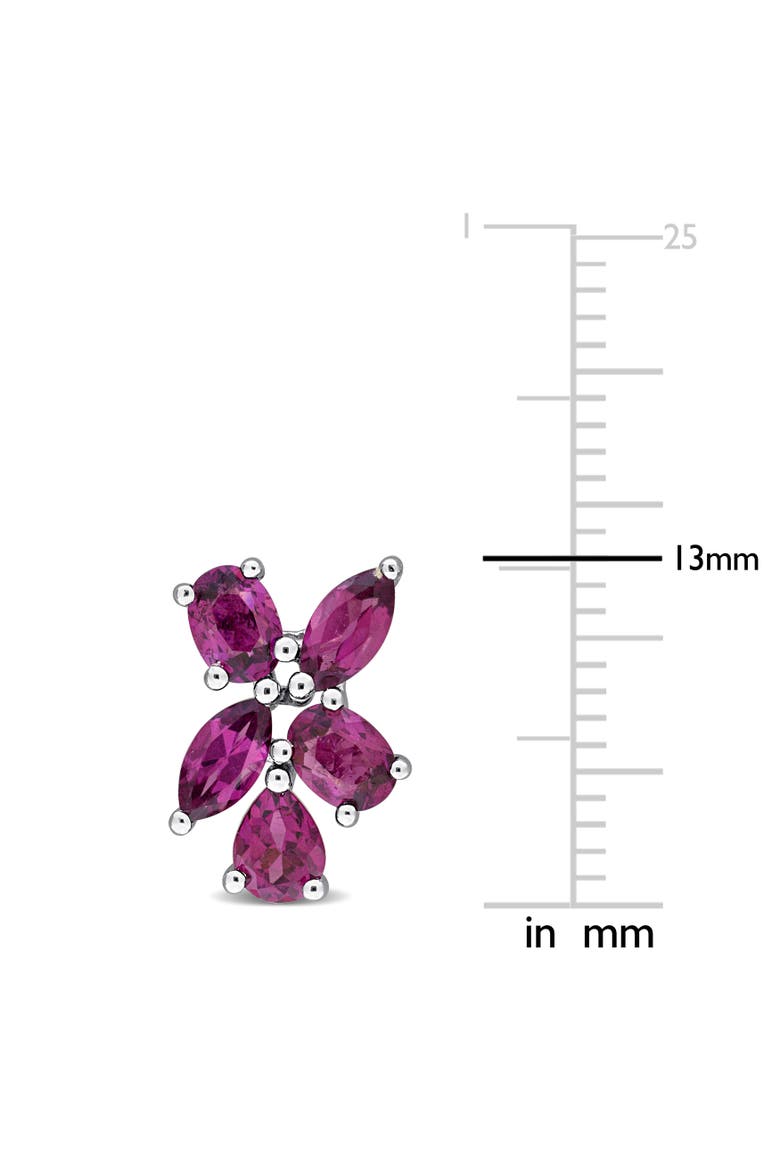 Rhodolite Floral Cluster Earrings Sterling Silver, Alternate, color, Rhodolite