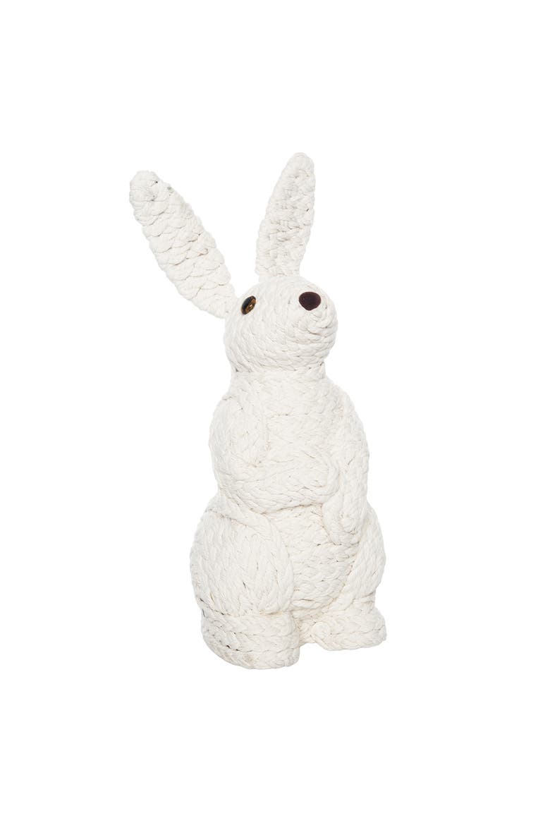 Large Woven Rabbit Figurine, Main, color, White