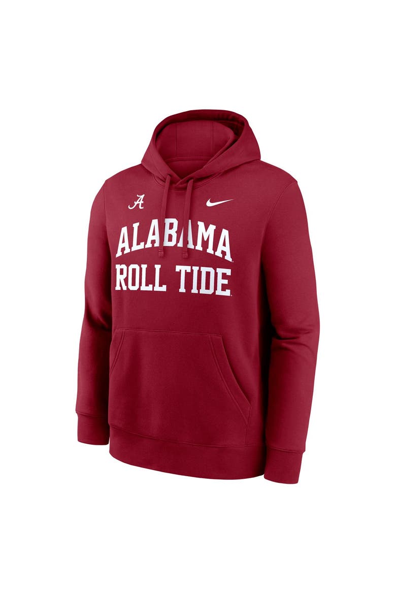 Men's Nike  Crimson Alabama Crimson Tide Primetime Arched Club Fleece Pullover Hoodie, Alternate, color, Crimson