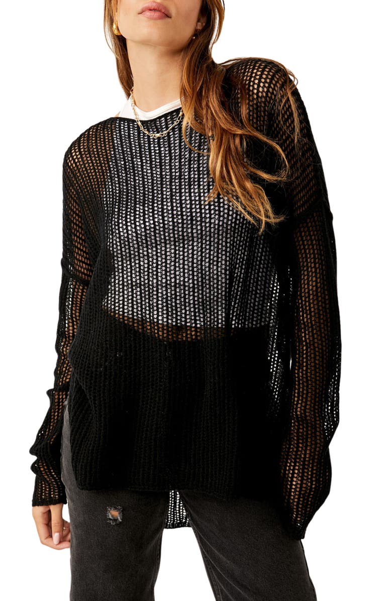 Free People Wednesday Open Knit Cashmere Sweater, Main, color, 