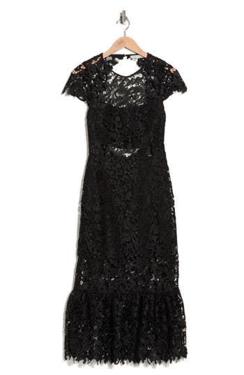 Alice And Olivia Alice + Olivia Clover Open Back Lace Dress In Black