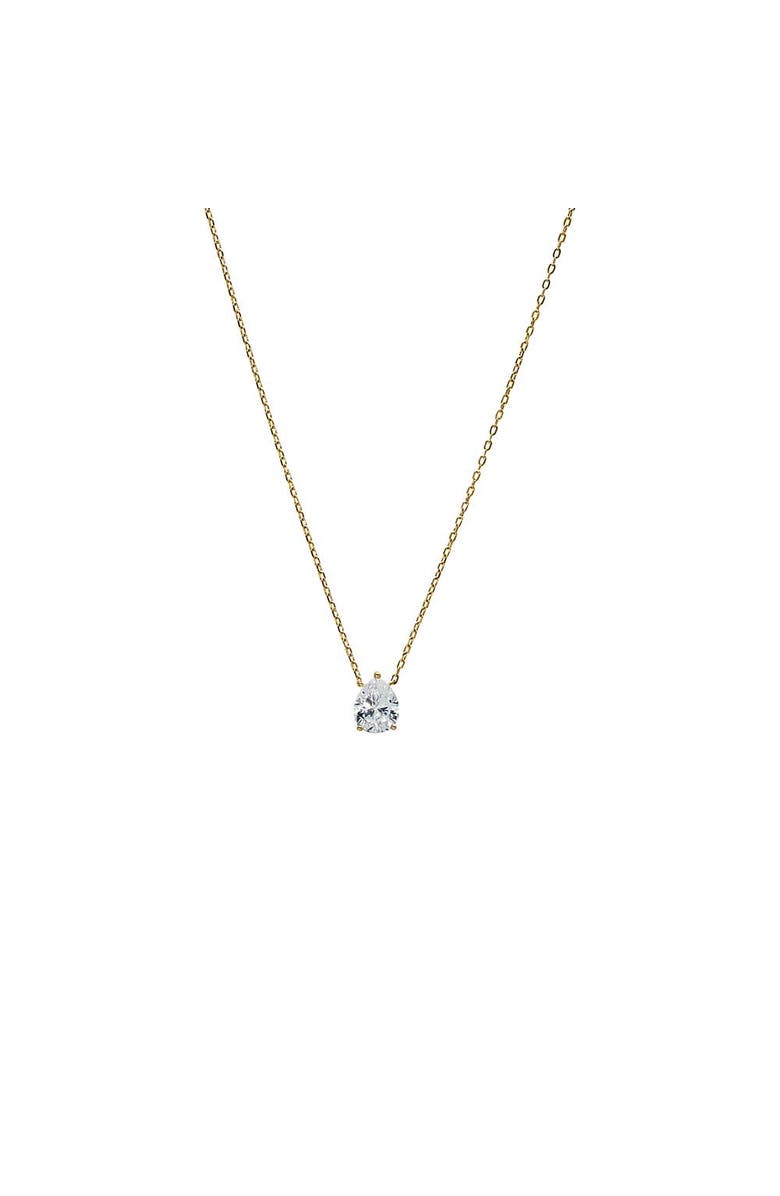 BY ADINA EDEN CZ Pear Three Prong Pendant Necklace, Main, color, Gold