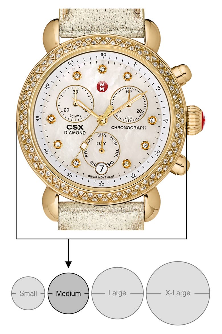 'CSX-36 Diamond' Diamond Dial Gold Plated Watch Case, 36mm, Alternate, color, GOLD