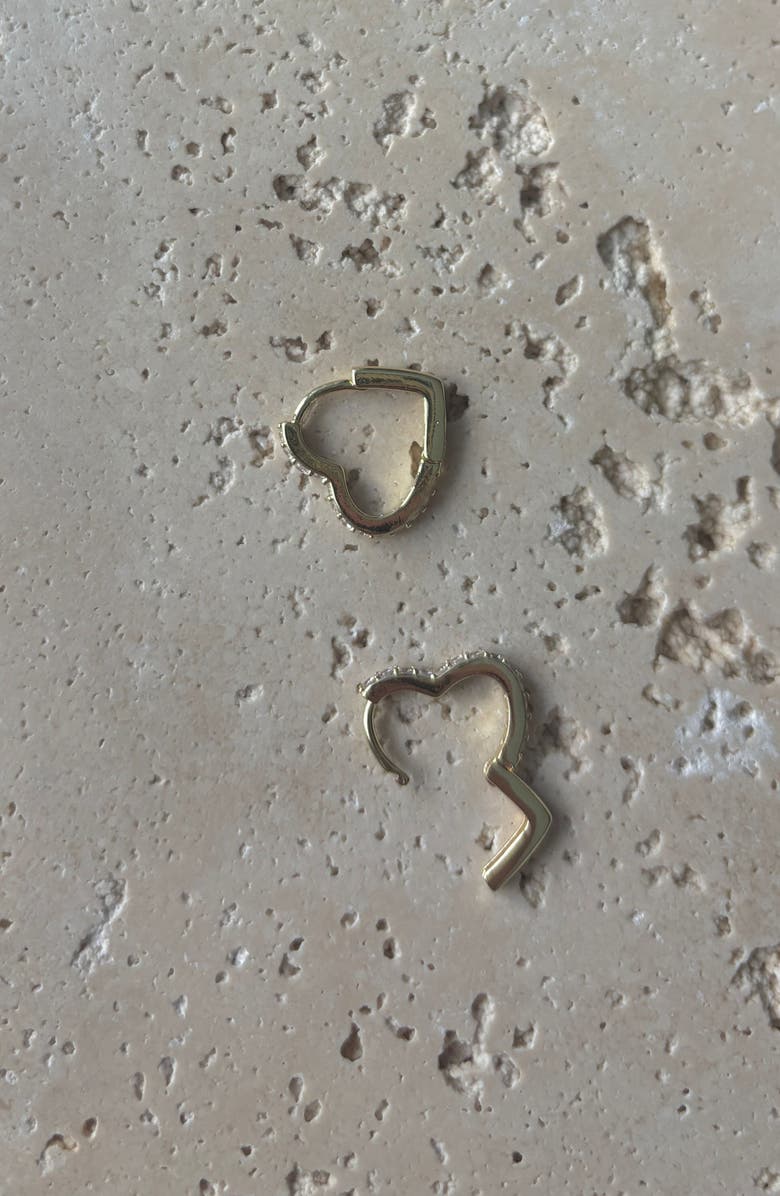 Adornia Cubic Zirconia Heart Huggie Hoop Earrings, Alternate, color, Gold