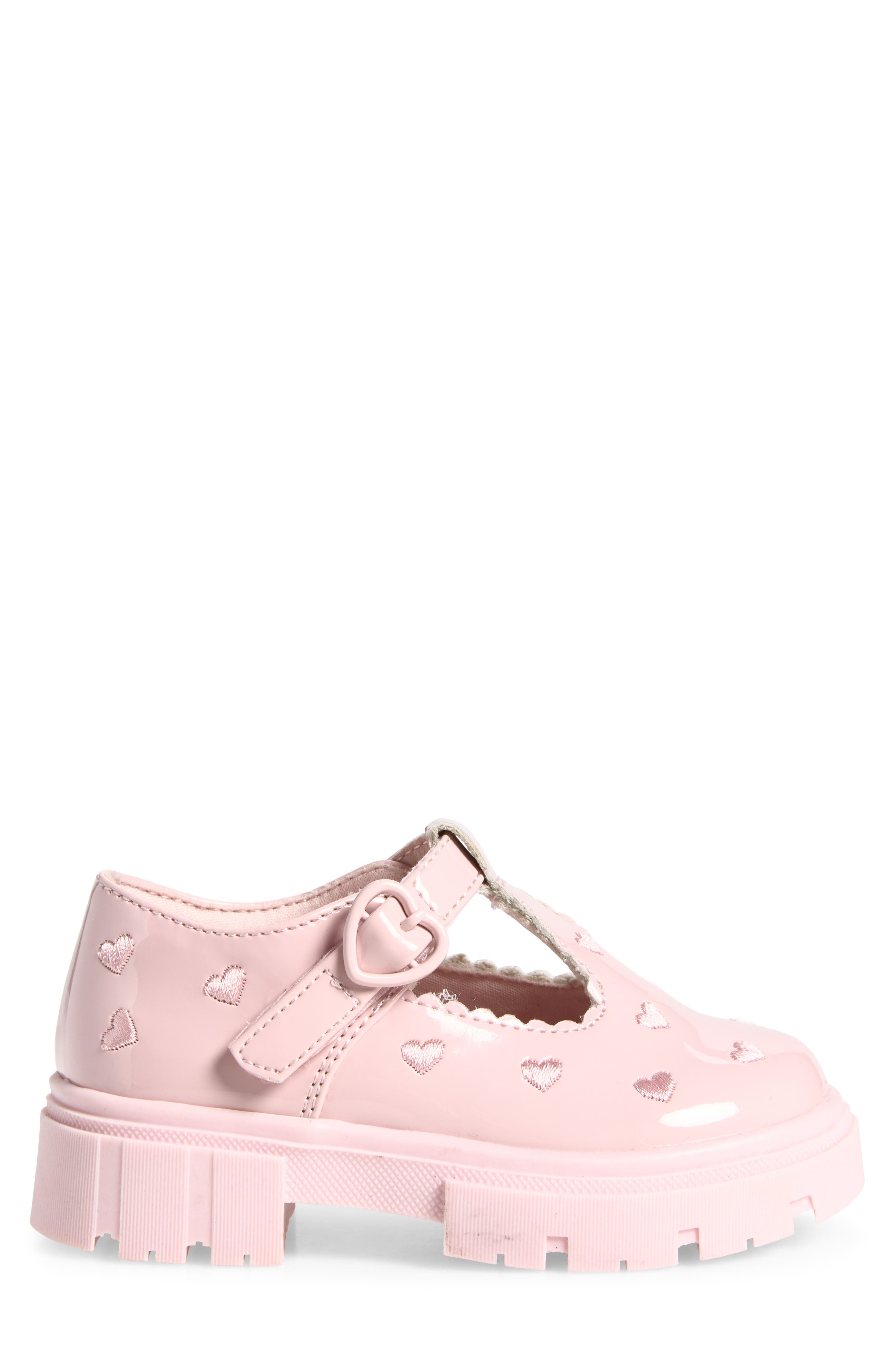 Kids' Estella Heart T-Strap Flat, Alternate, color, PINK BLUSH