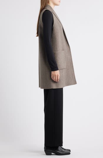 Eileen Fisher Shawl Collar Double Woven Wool Longline Vest Nordstrom
