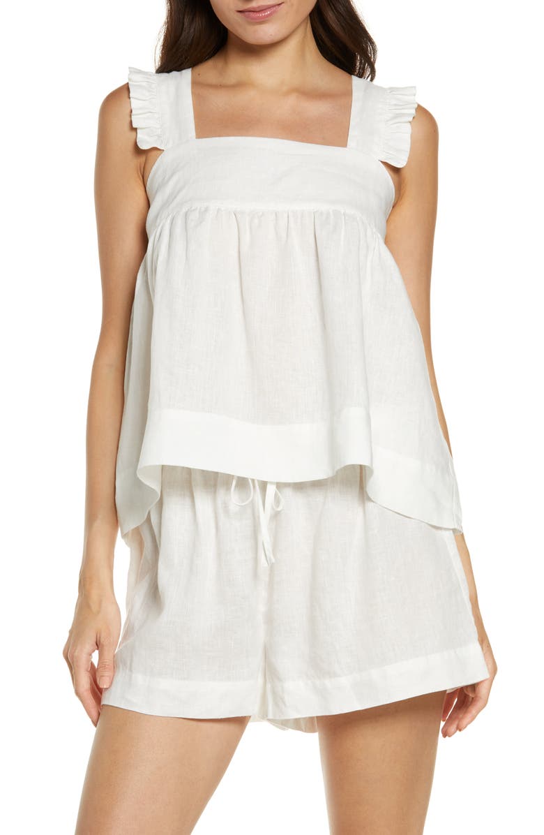 Homebodii Rebecca Ruffle Camisole & Shorts Pajamas, Main, color,