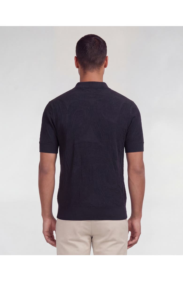 Lords of Harlech Mens Jacquard Linen Cotton Polo, Alternate, color, Black