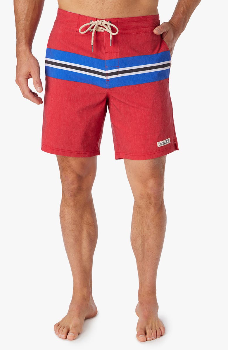 Fair Harbor Nautilus Swim Trunks, Alternate, color, Nautical Red Sailing Stripe