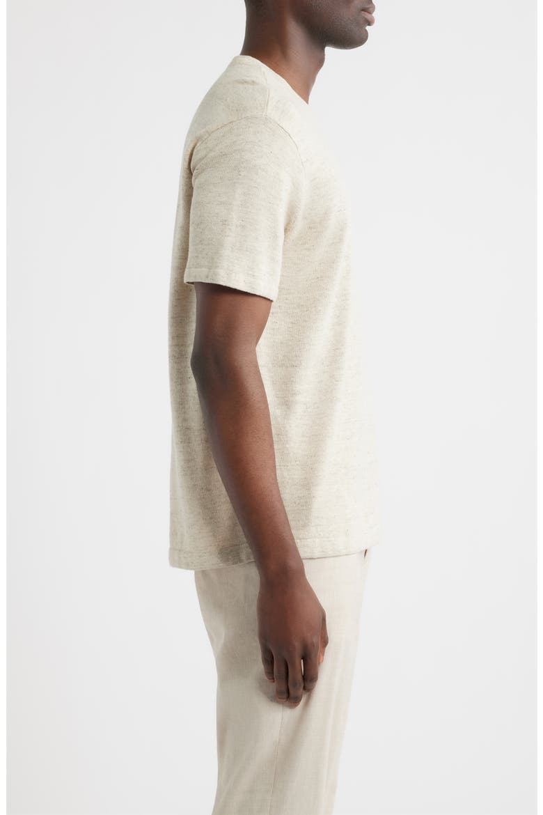 Linen & Cotton Short Sleeve Sweater Tee, Alternate, color, BEIGE OAK HEATHER