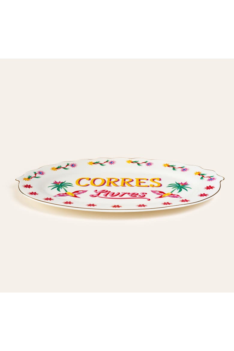 Luohu Porcelain Oval Plate 8.5" Entertaining Artisan, Alternate, color, White