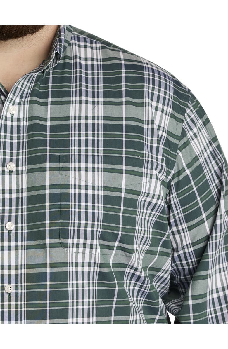 Oak Hill by DXL Big & Tall Large Plaid Sport Shirt, Alternate, color, Green Multi