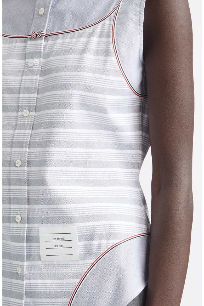 Bodysuit Effect Sleeveless Oxford Shirt, Alternate, color, NAVY