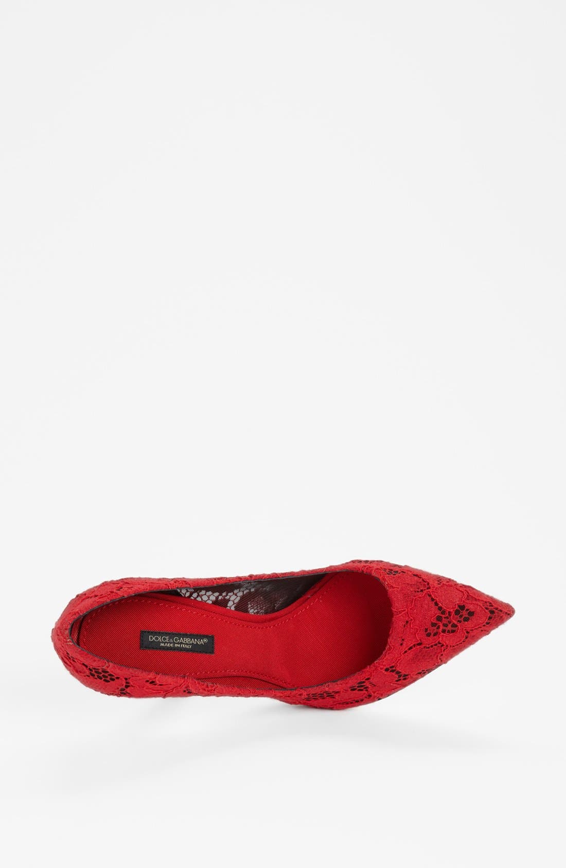 Lace Pointy Toe Pump, Alternate, color, RED/ BLACK