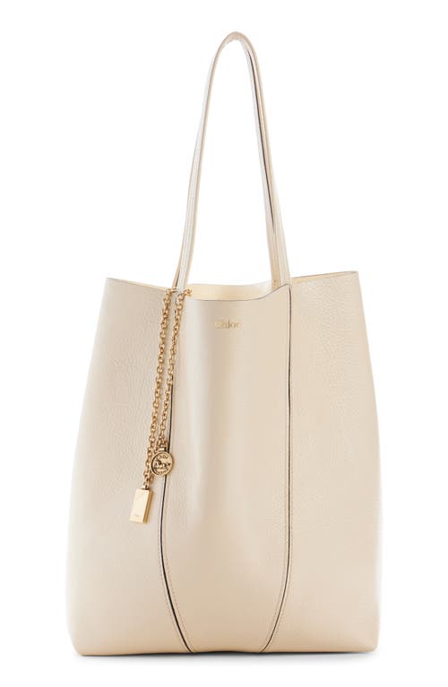 Chloé Spin Leather Tote In Sweet Beige