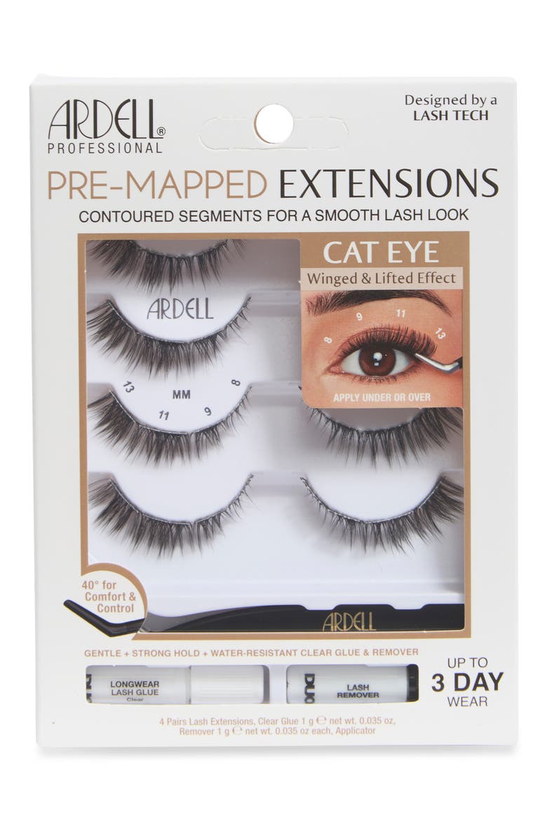 Pre-Mapped Cat Eye Lash Extensions, Main, color, BLACK