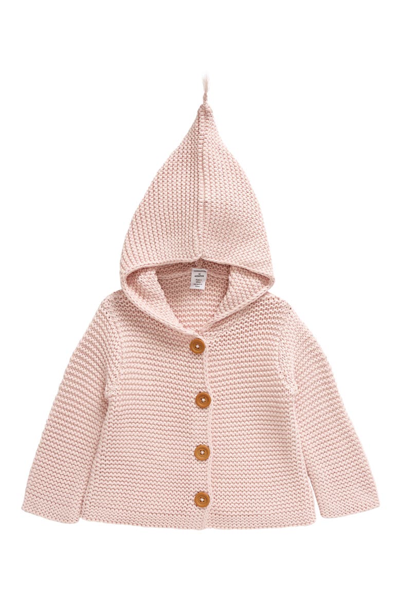 Baby Organic Cotton Hooded Cardigan, Main, color, PINK LOTUS