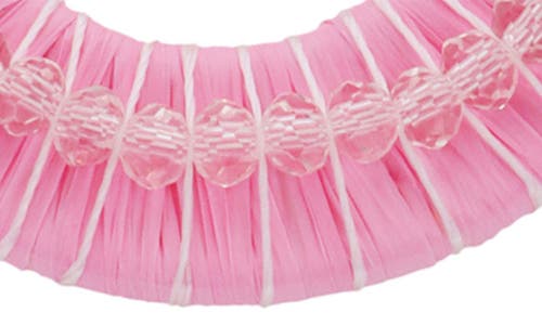 Panacea Crystal Raffia Hoop Earrings In Pink