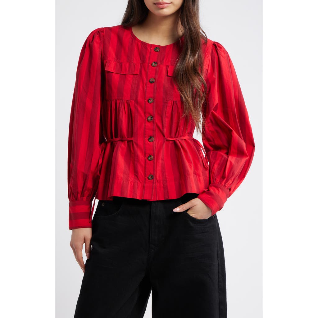 Damson Madder Charlize Stripe Blouse In Red