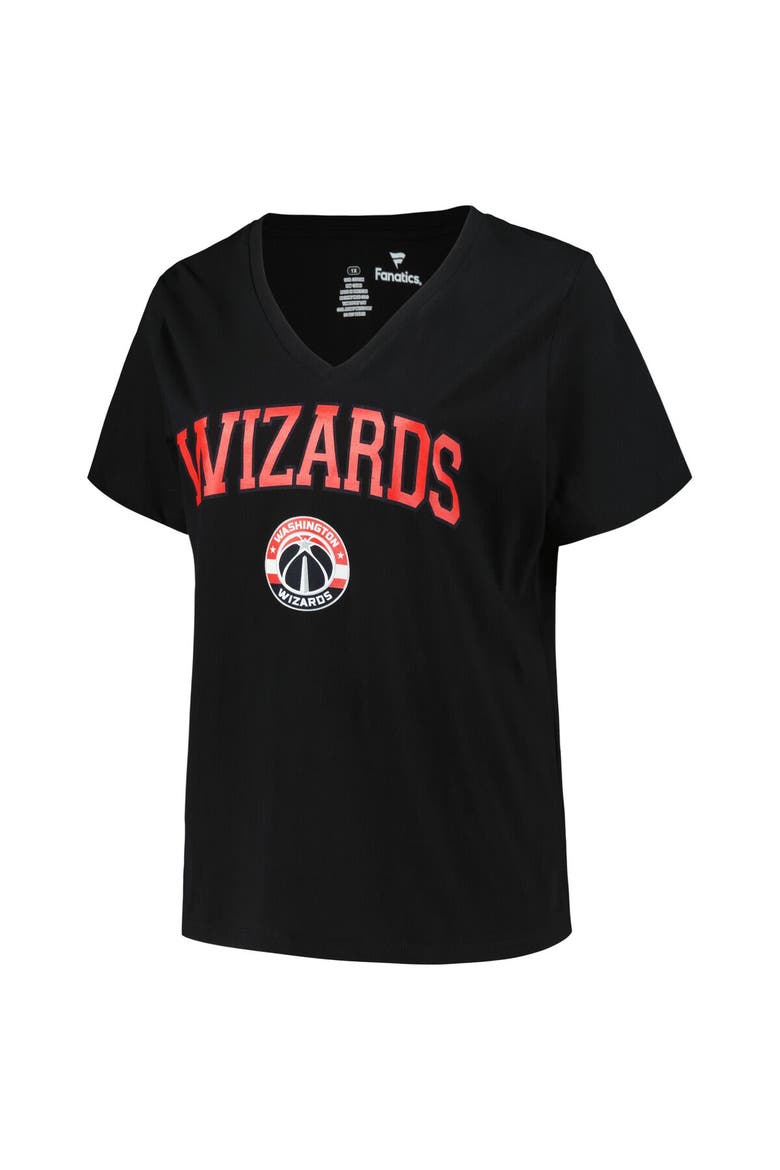 Women's Profile Black Washington Wizards Plus Size Arch Over Logo V-Neck T-Shirt, Alternate, color, Black