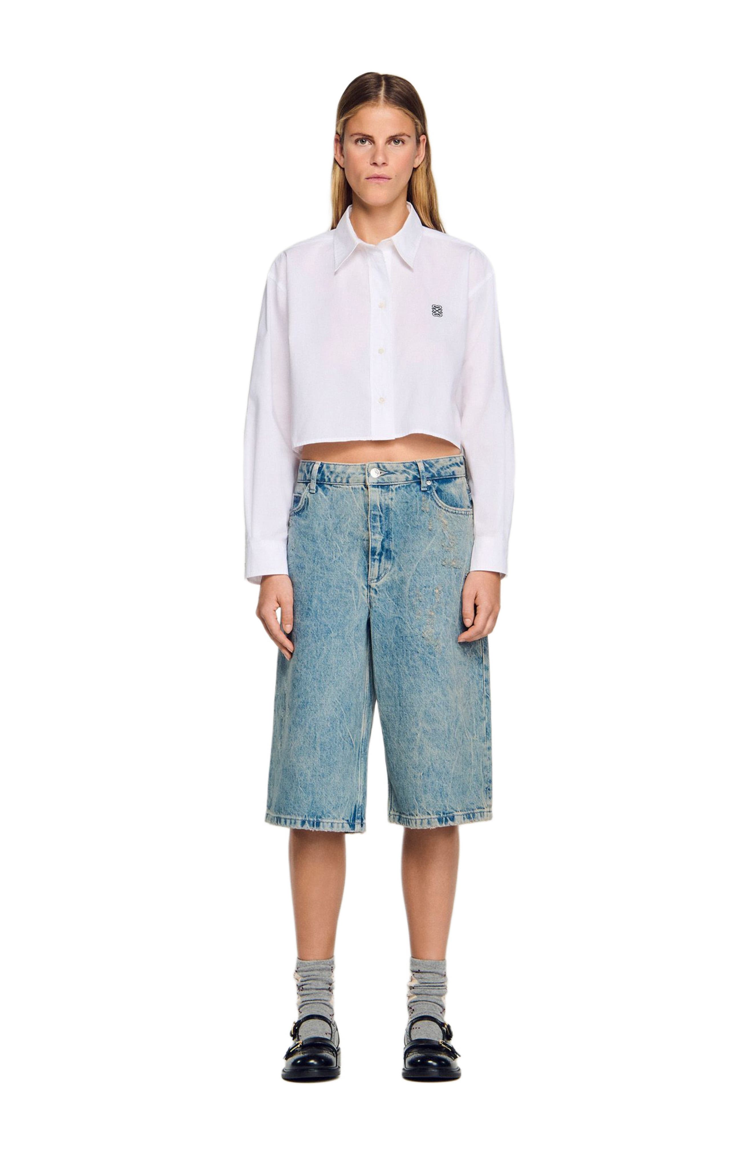 Distressed denim Bermuda shorts - image 2
