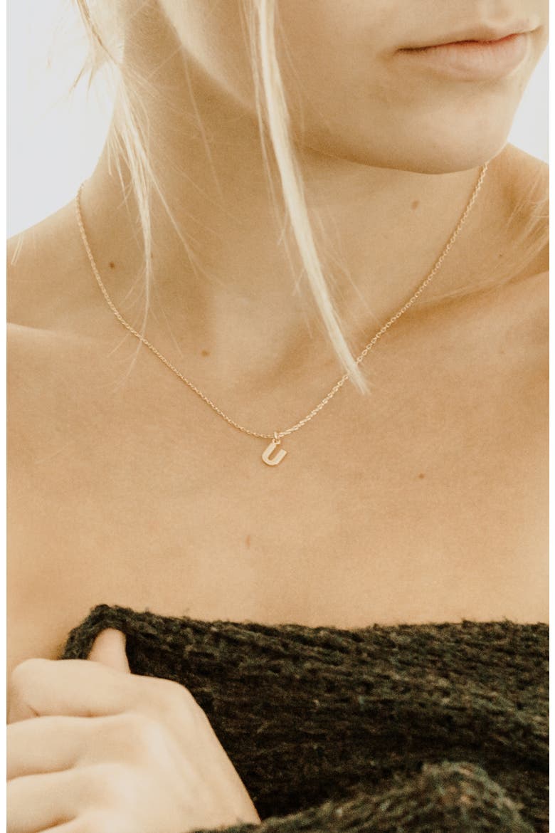 Initial Charm Necklace, Alternate, color, GOLD U