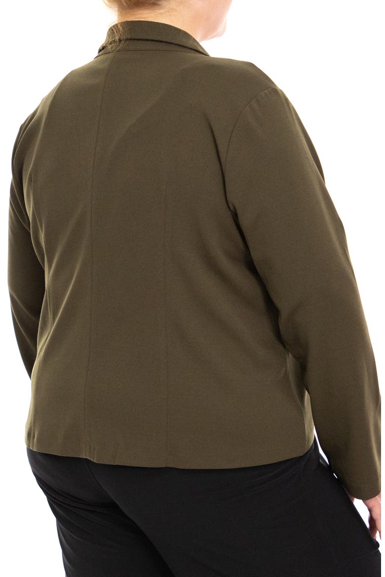 One Button Notch Lapel Crop Blazer, Alternate, color, DARK OLIVE