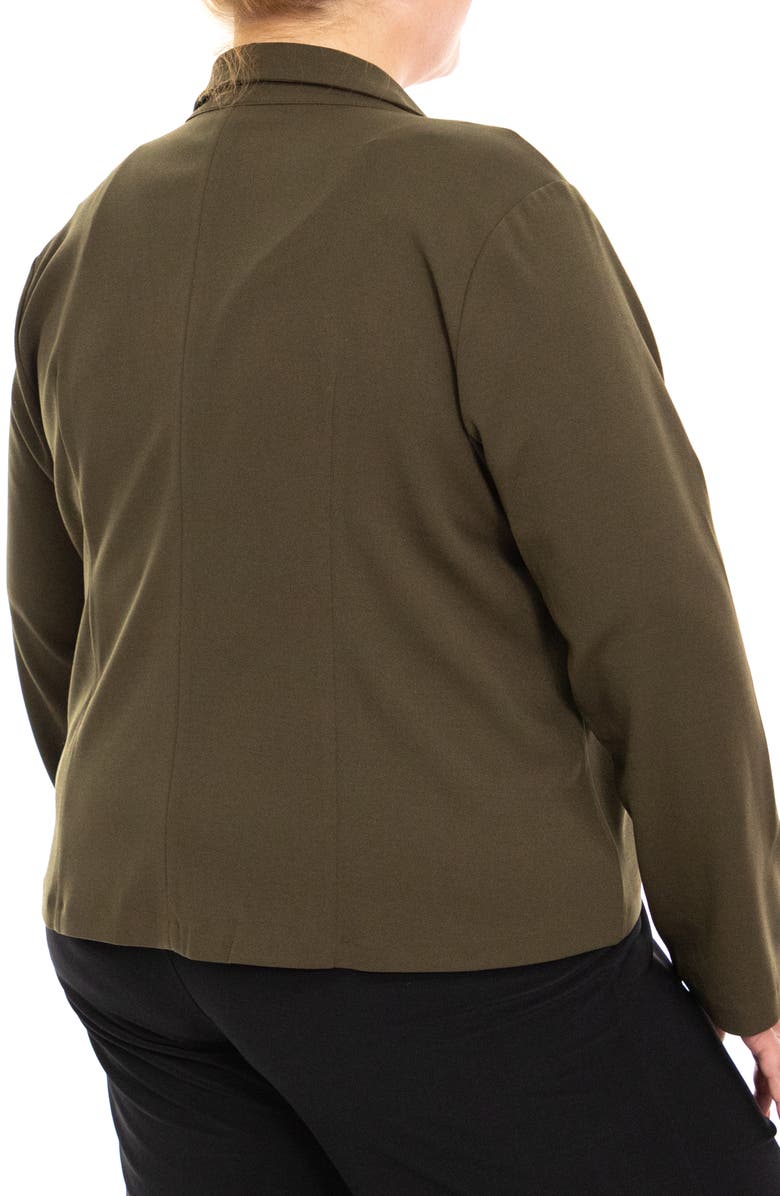 Nina Leonard One Button Notch Lapel Crop Blazer, Alternate, color, Dark Olive