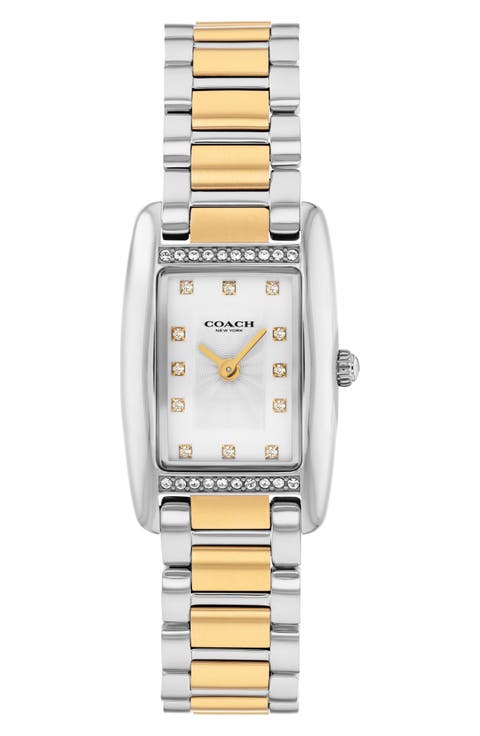 Reese Crystal Rectangular Bracelet Watch, 20mm