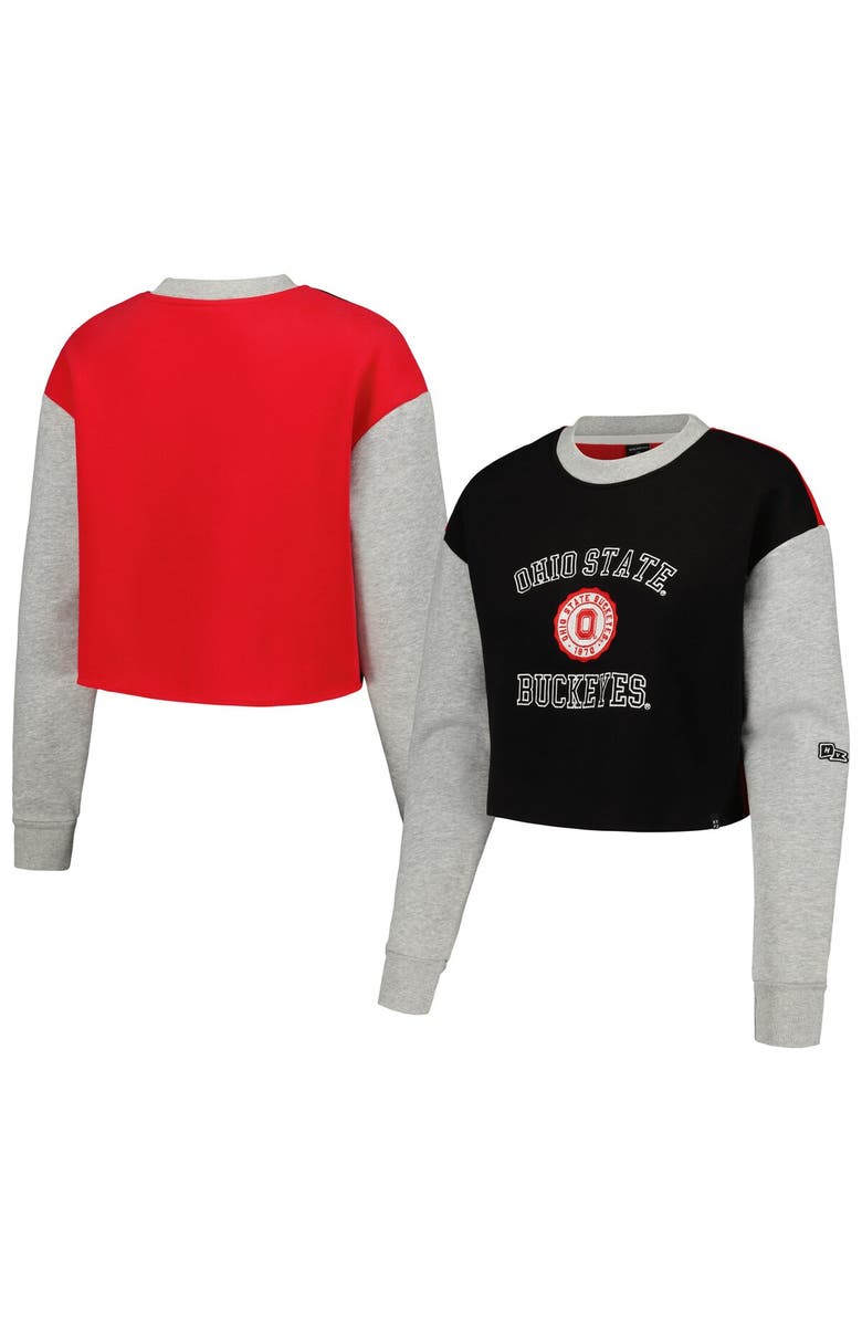 Hype and Vice Women's Hype and Vice Black Ohio State Buckeyes Colorblock Rookie Crew Pullover Sweatshirt, Main, color, Black