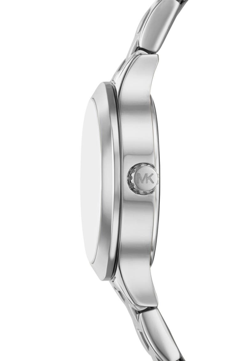 Aspyn Crystal Three-Hand Quartz Bracelet Watch, 28mm, Alternate, color, SILVER
