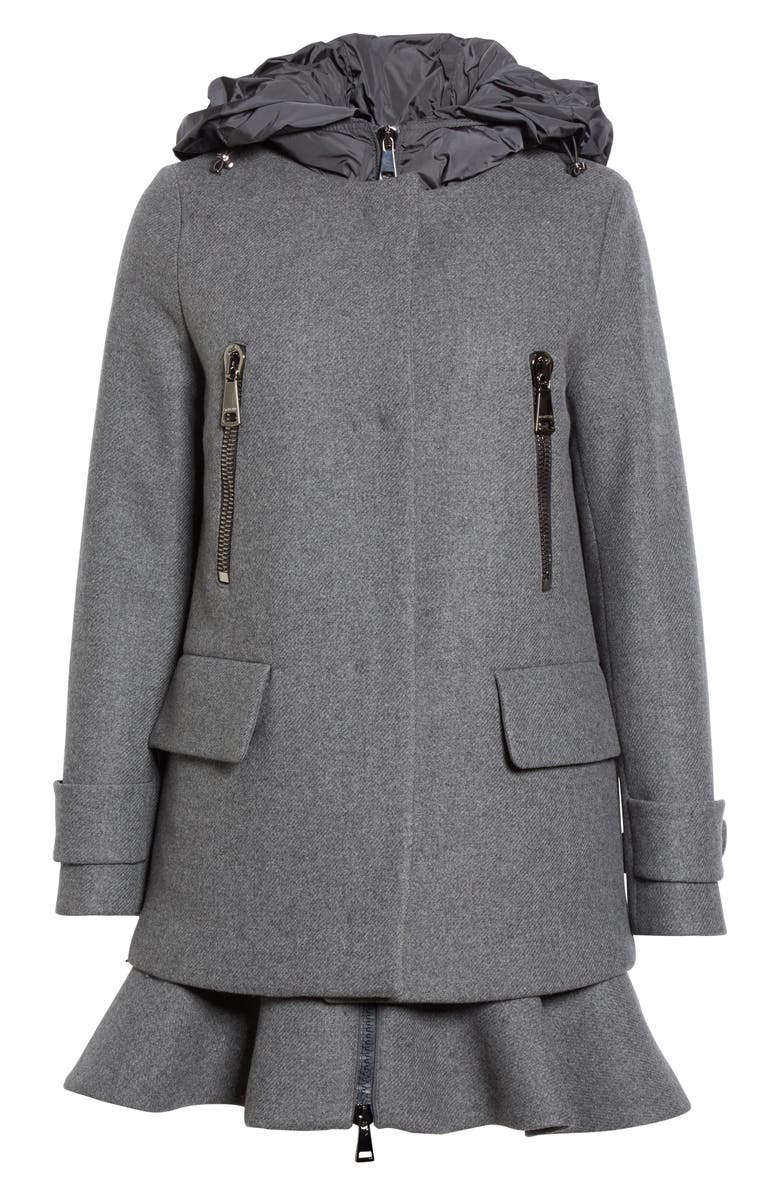 Moncler Phemia Wool Blend Jacket with Removable Hooded Puffer Vest, Alternate, color, 