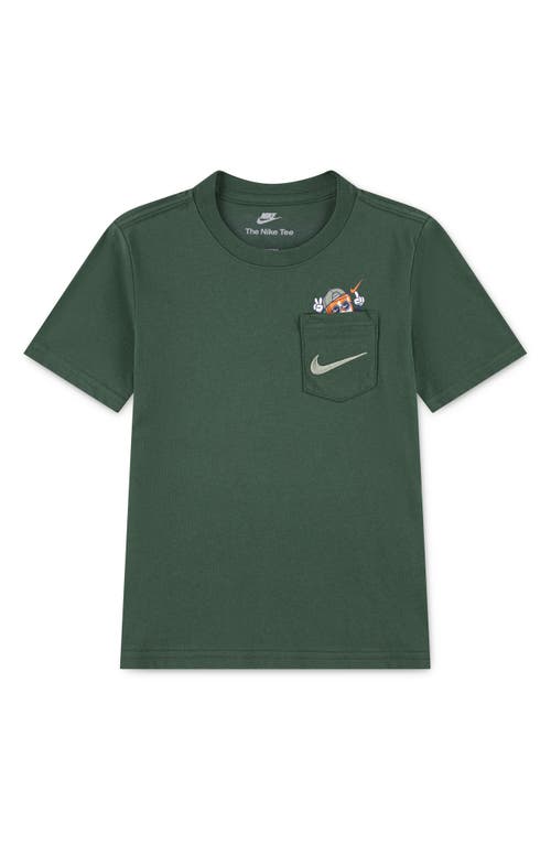 Nike Kids' Boxy Embroidered Pocket Graphic T-shirt In Green