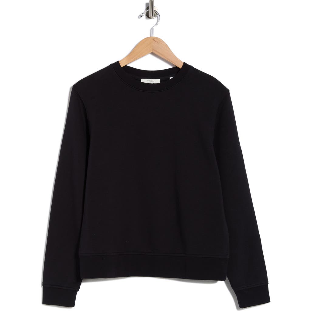 Vince Crewneck Cotton Sweatshirt In Black