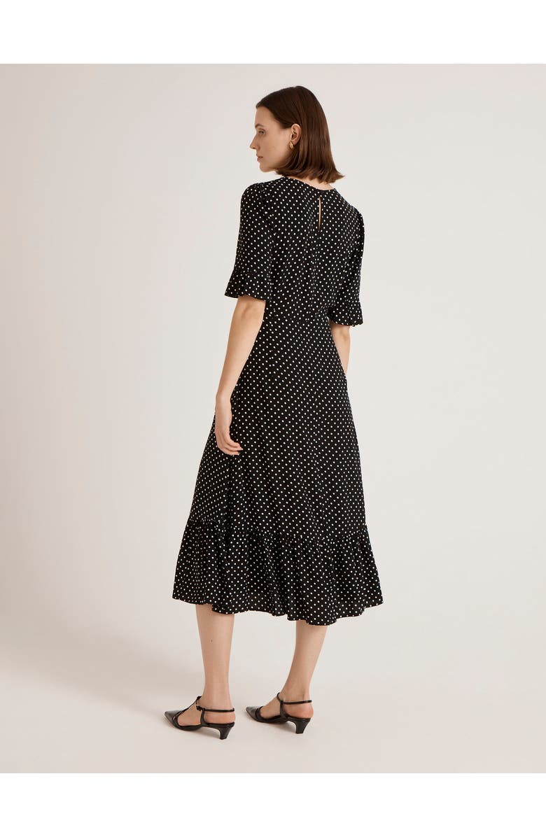 Finery London Sylvie Polka Dot Midi Tea Dress, Alternate, color, Black Spot