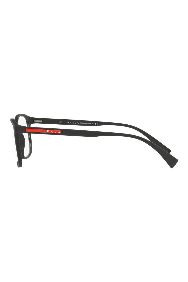 55mm Rectangular Optical Glasses, Alternate, color, BLACK RUBBER