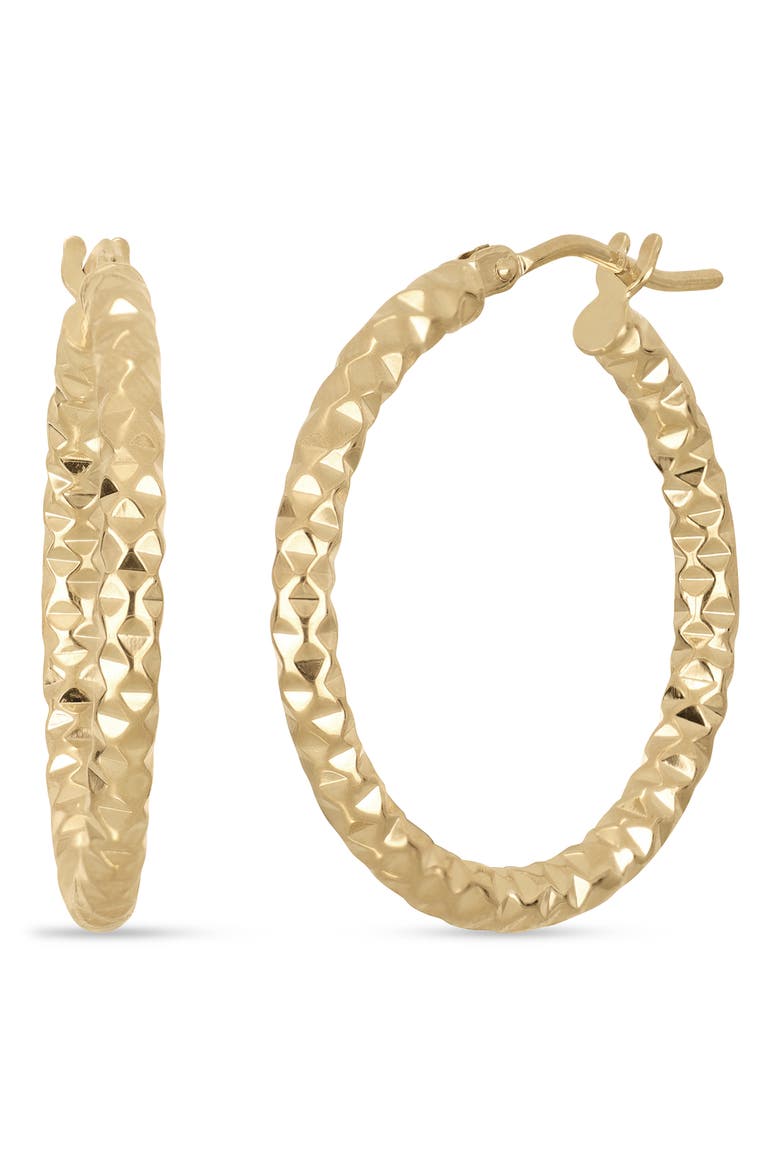 14k Gold 25mm Textured Hoop Earrings, Main, color, 14K YELLOW GOLD