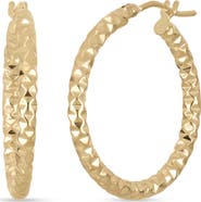 Bony Levy 14k Gold 25mm Textured Hoop Earrings