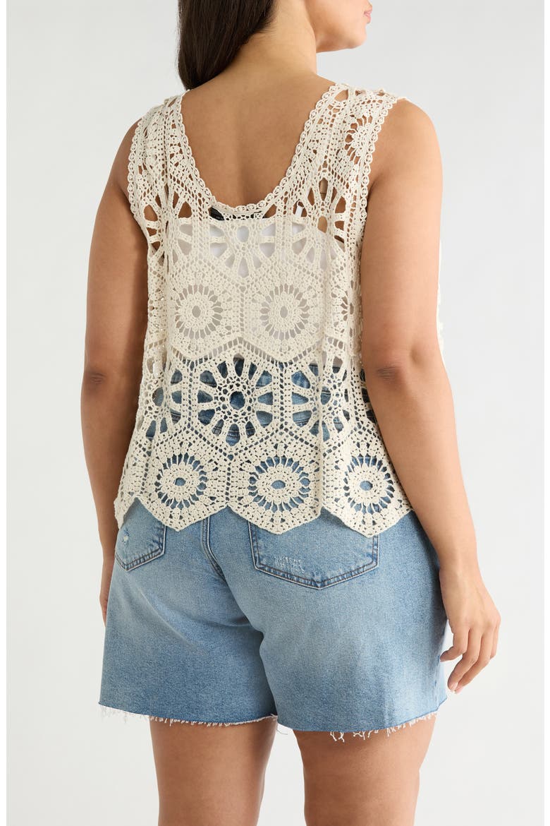 Swing Crop Cotton Crochet Top, Alternate, color, NATURAL