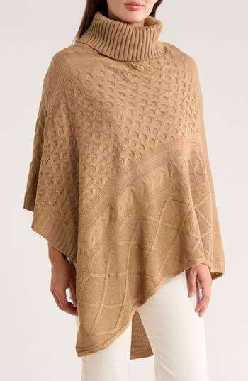 Nanette Lepore Mixed Weave Poncho In Neutral