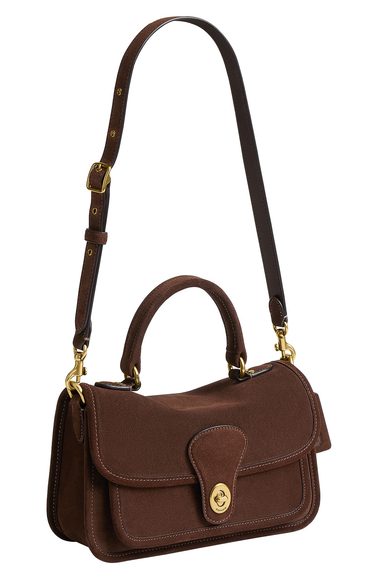 Metropolitan 24 Suede Leather Bag, Alternate, color, B4/ DARK CHOCOLATE