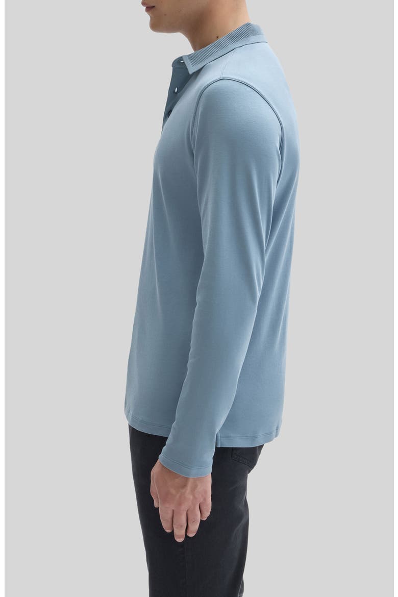 Georgia Long Sleeve Pima Cotton Polo, Alternate, color, HERON BLUE