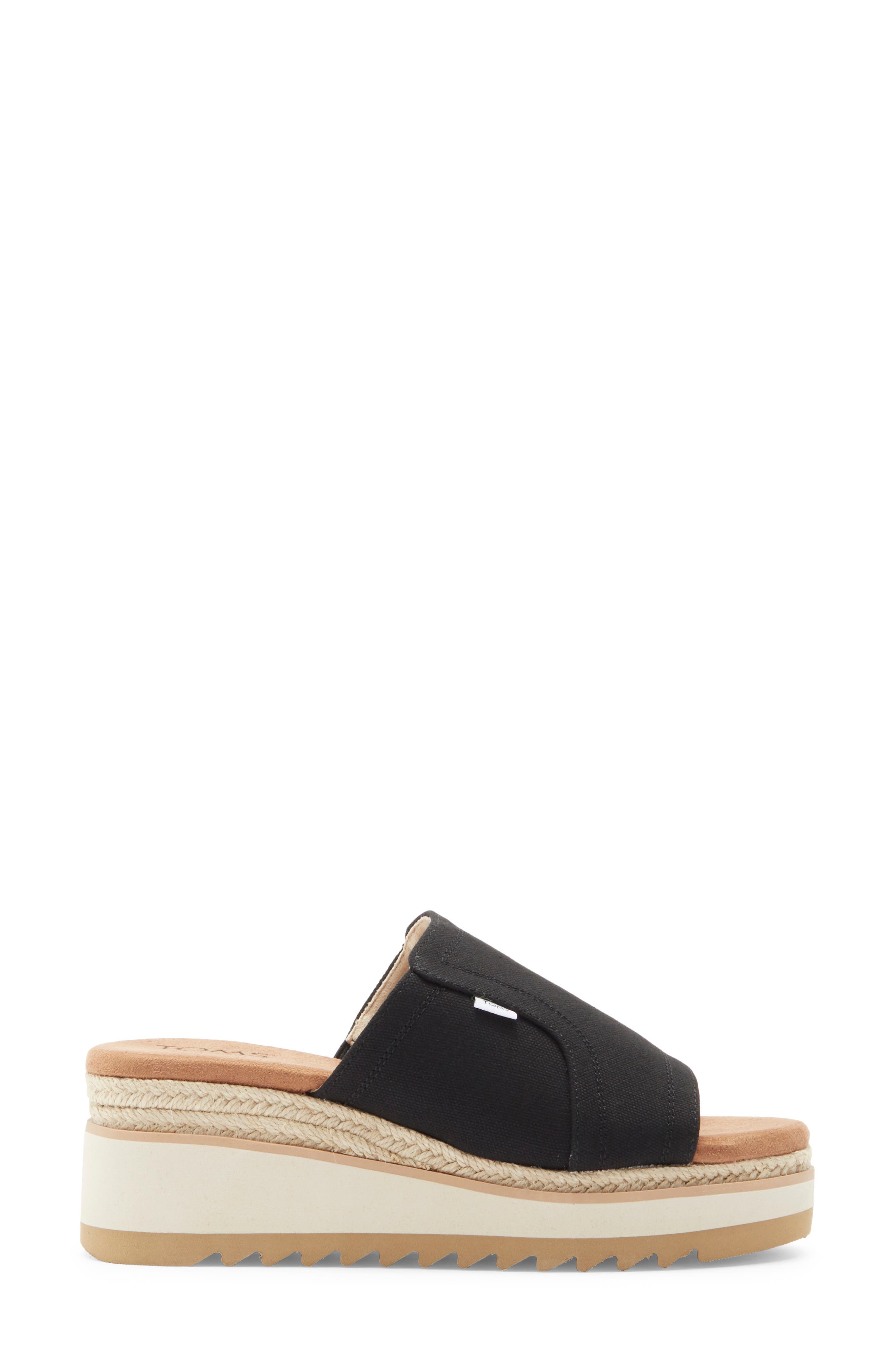 TOMS Naia Platform Wedge Espadrille Slide Sandal, Alternate, color, Black