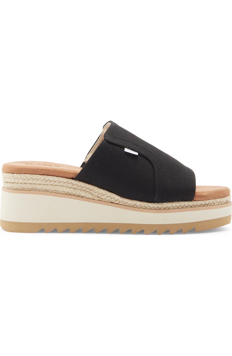 TOMS Naia Platform Wedge Espadrille Slide Sandal, Alternate, color, Black
