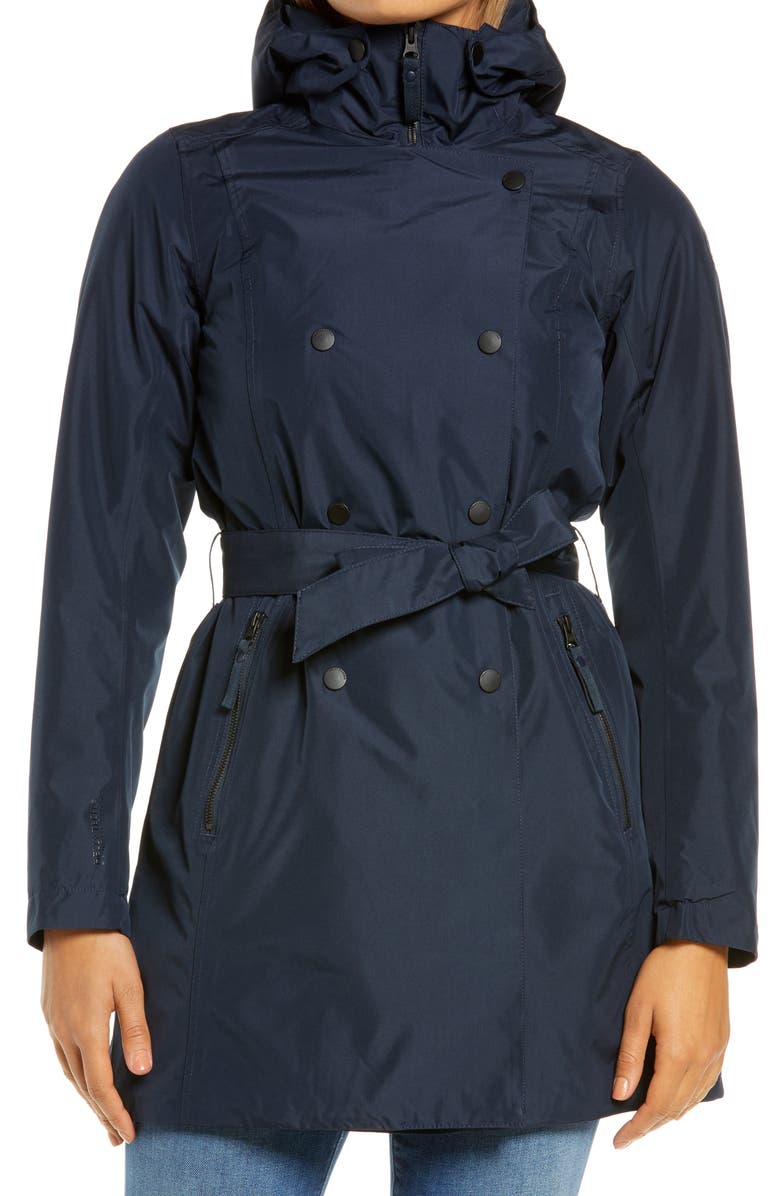 Helly Hansen Welsey II Insulated Waterproof Trench Coat, Alternate, color, Navy