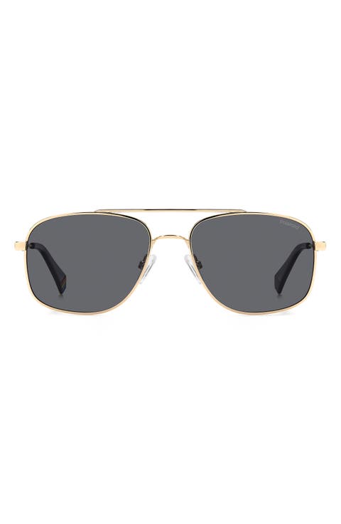 56mm Polarized Rectangular Sunglasses