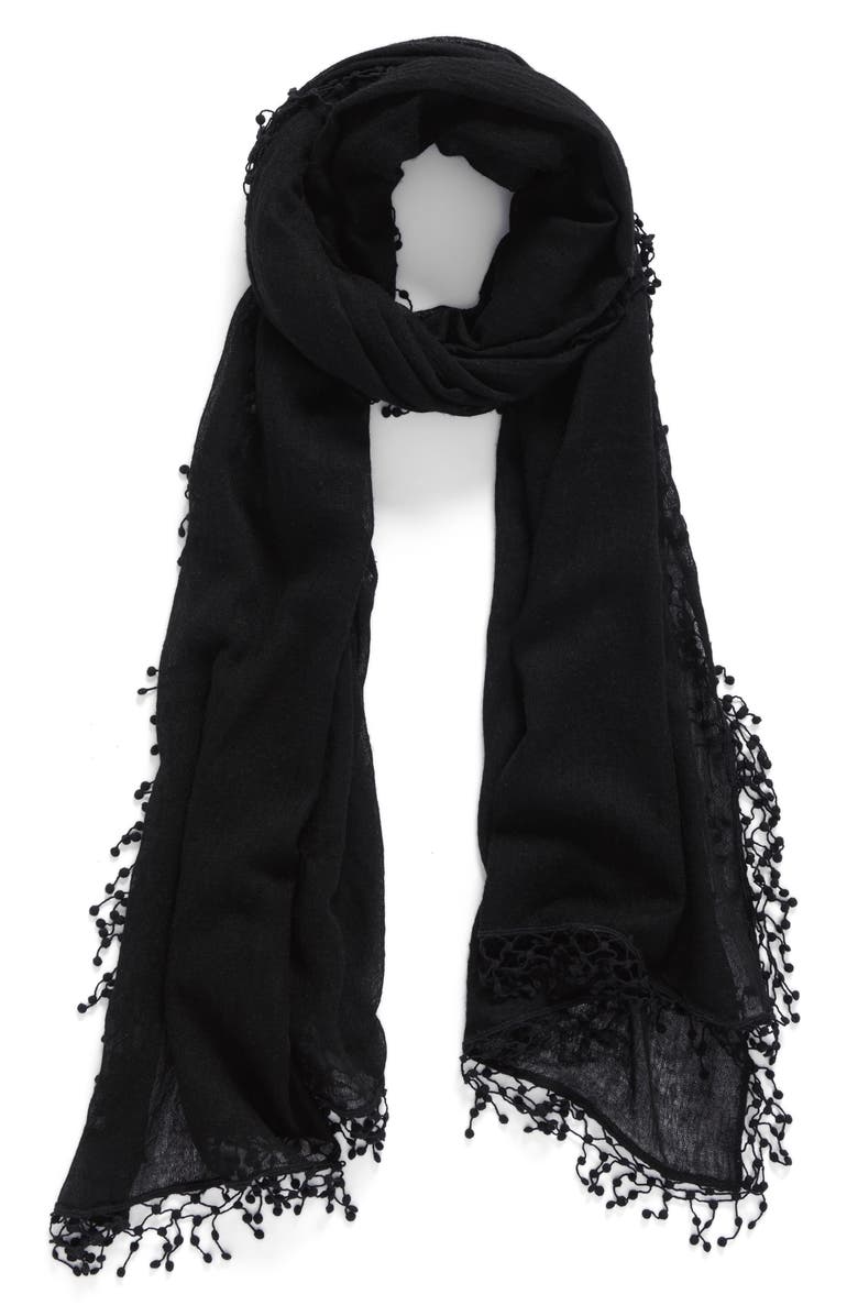La Fiorentina Pompom Cashmere Scarf, Main, color,